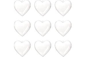 Amosfun Acrylformen Kunststoff Füllbar Teilbar Deko Herz Hänger Bastelkugel mit Aufhängeöse Hochzeit Valentinstag Hängende Dekoration 6cm 10 Stück (Transparent)
