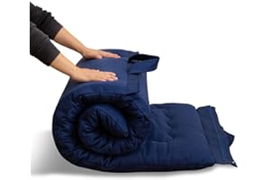 MAXYOYO Futón plegable portátil, tela hipoalergénica y almohadilla de colchón de espuma de alta densidad con asa y cremallera para interiores y exteriores, 4