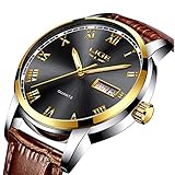 Business Sportuhr Herren Uhr Analog Quarz mit Leder Armband 9846H