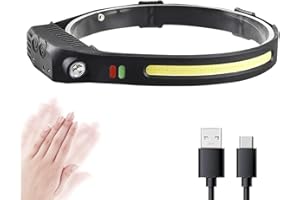 GreeHse LED Head Torch Rechargeable, 270° Wide Angle Lighting 2 Light Sources 4 Modes Super Bright Headtorch Rechargeable Waterproof Adjustable Headlight Suitable for Outdoor,Running,Camping