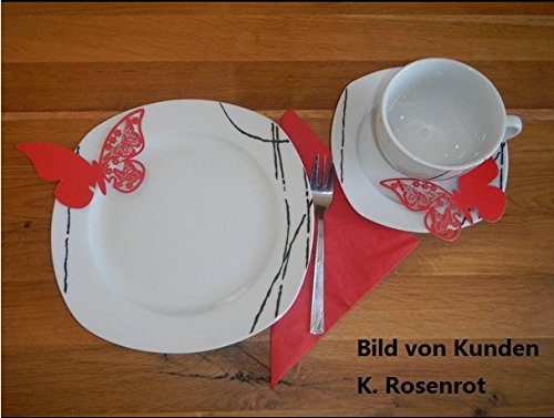 ElecMotive 80 Stück in 8 Farbe 3D Schmetterlinge Platzkarten Wandsticker mit Hohl-Muster in den Flügeln für Hochzeit Party Haus Deco - 5