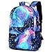 Produktbild Keepwin Teenager Mädchen Jungen Schultasche, Galaxie Helle Rucksack Sammlungs Leinwand Tasche mit USB-Ladegerät (Blau)
