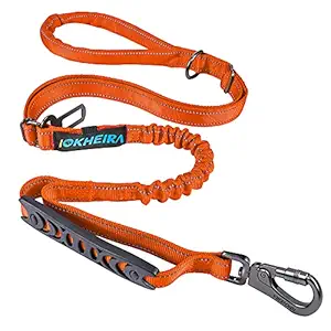 IOKHEIRA 6Ft /4Ft Dog Leash Rope with Comfortable Padded Handle and Highly Reflective Threads for Medium & Large Dogs,4-in-1 Multifunctional Dog Leashes with Car Seat Belt for Training (Orange)
