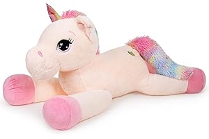 SNOWOLF Jouet en Peluche Licorne - Grand Jouet en Peluche - Grand Cheval en Peluche - Cadeau pour Enfants, Filles, garçons, Saint-Valentin, Noël (Rose, 110cm)