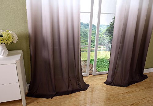 Schal blickdicht Vorhang Ösen Gardine Microsatin Farbverlauf Microfaser, 2 Stück 245×140, Braun, 204252 - 5