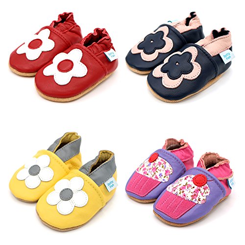 Weiche Baby und Kleinkind Lederschuhe – Dotty Fish – Mädchen – Blumen - 7