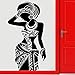 Produktbild Tribal African Woman Decal Schöne Afro Girl Kleid Wandaufkleber Home Decor Art Design Wandbild Interior House Wallpaper schwarz 42x75cm
