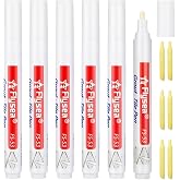 Venprodium 6 Pezzi Pennarello per Fughe Piastrelle Bianco con Punta di Ricambio, Stucco per Fughe Piastrelle, Sbianca Fughe P