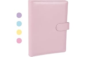 falllea A5 PU Leather Ring Binder, Pink 6 Ring Binder, Travel Journal, Budget Notebook, Sketchbook, Personal Organizer, Planner, Photocard Binder