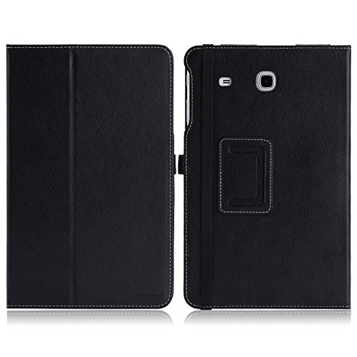 MoKo Tab E 9.6 Hülle – Kunstleder Ständer Schutzhülle Smart Cover mit Stift-Schleife für Samsung Galaxy Tab E 9,6 Zoll (Wifi/4G LTE Version) 2015 Tablet-PC, Schwarz - 3