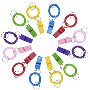 GOGO 12 PCS Spiral Bracelet Keychain Whistles Party Fun Noise Making Christmas Easter Gift Ideas-Assorted-1 pack