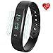 Produktbild three-t Fitness Activity Tracker mit Herzfrequenz Monitor Bluetooth 4.0 Wasserdicht Smart Armband Sport Schrittzähler mit Sleep Monitor/Schritt Tracker/Kalorienzähler für Android und IOS Smartphones, Black-115HR