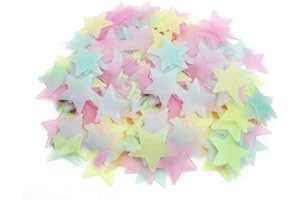 YMAI Pack of 100 Bright 3D Star Stickers in Different Colours for Wall/Ceiling Bedroom or Nursery, ensuring a Fluorescent Light