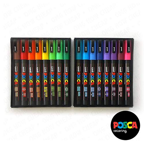 POSCA Colouring - PC-3M Full Spectrum Set of 16 - In 2 Gift Boxes