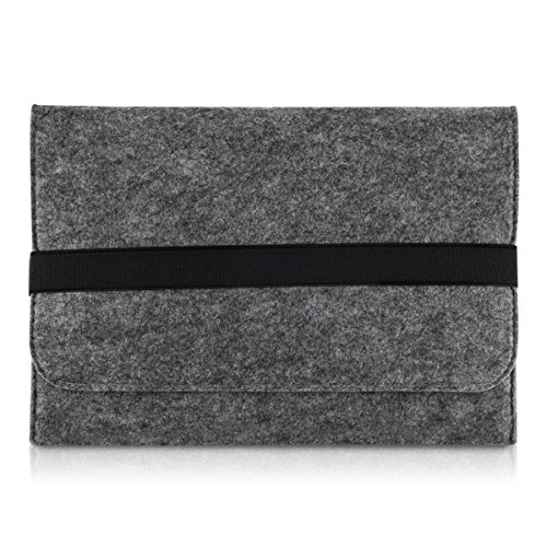 kwmobile Tablettasche Filz Sleeve für 9,7 – 10,1″ Tablet – Tablet Schutzhülle Tasche Case Hülle in Grau mit Innentaschen Innenmaße: ca. 28 x 21 cm - 5
