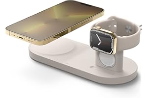 ‎ELAGO elago MS Hub Duo Watch kompatybilny z ładowarką MagSafe, kompatybilny z ładowarką Apple Watch – bezprzewodowa stacja ładująca do modeli iPhone 14, 13 i 12 oraz AirPods Pro 2, 1 i 3 (kamień)
