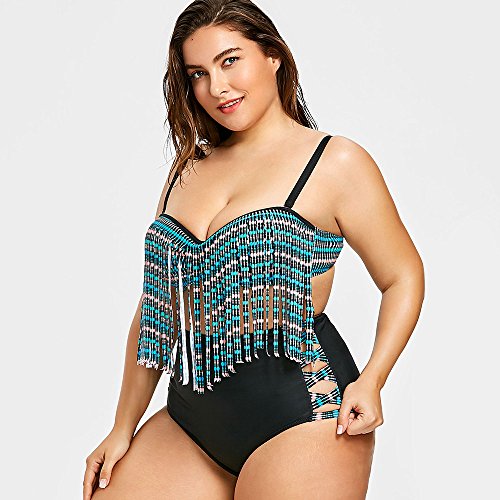 Langstar - Maillot Une pièce - Femme Bleu Gelb-Blaue Quaste - Bleu - XXL