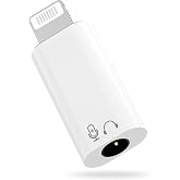 MoKo Lightning to Jack Adapter 1/8" DAC Chip for Headphones Microphone | Direct Connection Without Cable, Compatible with Mic
