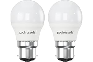 paul russells Bayonet Light B22D, 60W Equivalent Bulb, Daylight 6500K Lamps, 7W 600lm LED Bulb, Round Mini Globe BC G45 Golf Energy Saving Lightbulbs, Non-Dimmable, Pack of 2
