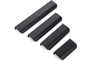 Qrity 10 Pièces 160mm Poignee Invisible Poignee de Meuble Cuisine Dissimulées Poignées de Porte, Poignée Profil en Alliage d'aluminium, Poignée Intégrée Poignée Meuble Cuisine, Noir