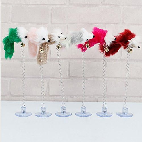 Cat Teaser Pack of 4 Feather Mouse Toy Suction Base Cat Toy Kitten (Pack of 4 - colours sent at random)