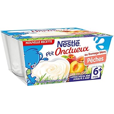 Nestlé Bébé P'tit Onctueux au Fromage Blanc Pêche - Laitage dès 6 mois - 4 x 100g -Lot de 6