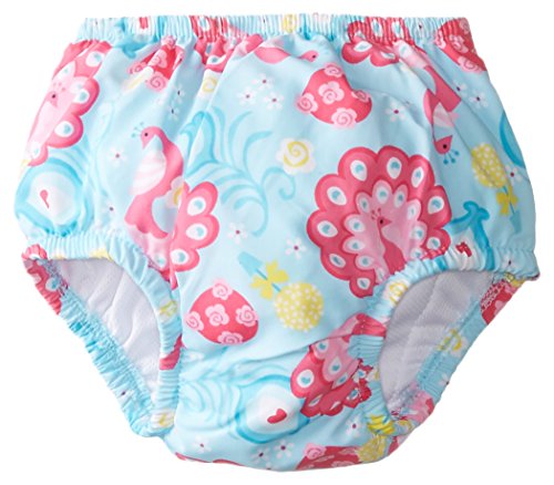 i play Mix n Match Ultimate Ruffle Snap Swim Nappy for Unisex (6-12 Months, Infant, Aqua Peacock Party)
