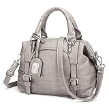 handtasche grau weiches leder ✔Material: Hergestellt aus hochwertigem Kunstleder Handtaschen Schulter Tote Taschen; Langlebig und modisch.