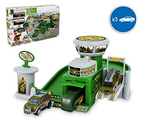 MEDIA WAVE store 103624 Playset Quartier général Militaire Garage avec 3 Auto et des Accessoires