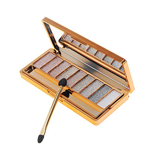 Augenschminke 9 Farben Wasserdicht Glitter Lidschatten Eyeshadow Palette mit Pinsel Style 6 - 6