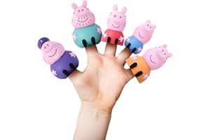 DQB DEQUBE Peppa Pig – Set di 5 marionette da dito Peppa Pig Family – Acqua e Bagno Giocattoli – Età 3 (DeQube 919D00049)