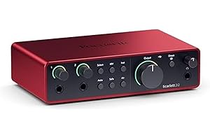 Focusrite Scarlett 2i2 4th Gen USB Sound Card for Recording, Songwriting, Streaming & Podcast – Studio Quality Hi-Fi Recording and All the Software You Need to Record