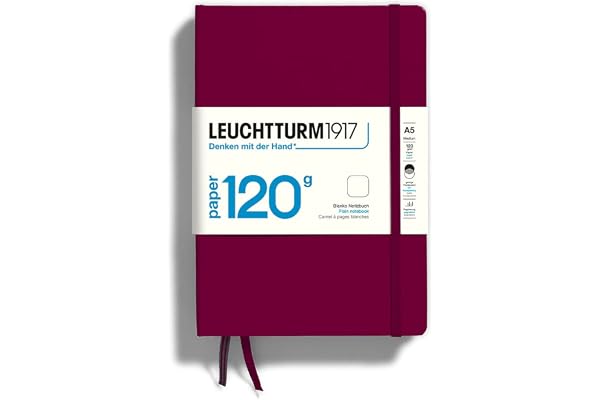LEUCHTTURM1917 364425 Carnet 120 g/m² Paper Edition, couverture rigide, Medium (A5), Port Red, blanc
