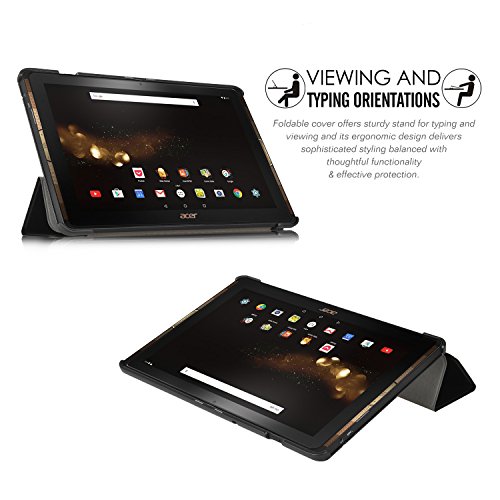Acer Iconia Tab 10 A3-A40 hülle, IVSO® Ultra Schlank Superleicht Ständer Slim Leder zubehör Schutzhülle für Acer Iconia Tab 10 A3-A40 Tablet-PC perfekt geeignet, Smart Cover-Schwarz - 3