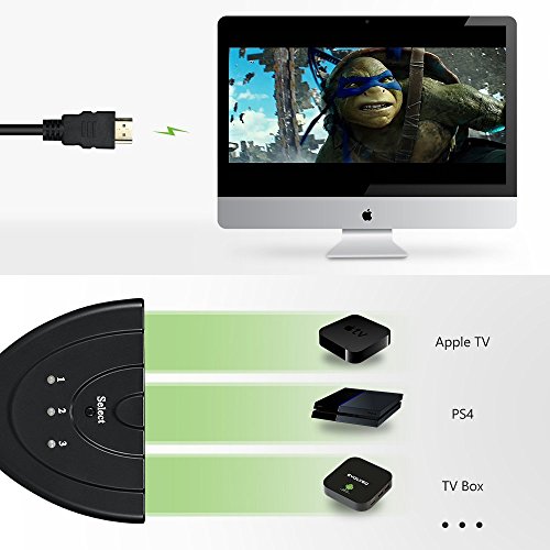 Esamconn® HDMI Switch/Switcher Full HD 1080p 3D HDMI HDCP V1.3 3 Port HDMI Umschalter 3x IN/ 1x OUT Verteiler mit HDMI Kabel - 5