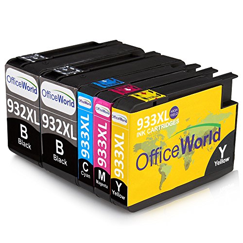 OfficeWorld Kompatible Patronen Ersatz für 932XL 933XL Hohe Kapazität Tintenpatronen 1Set + 1Schwarz Kompatibel mit Officejet 6600 6100 6700 7110 7610 7612 [Bitte beachten Sie 7510 7512 kann nicht verwendet werden]