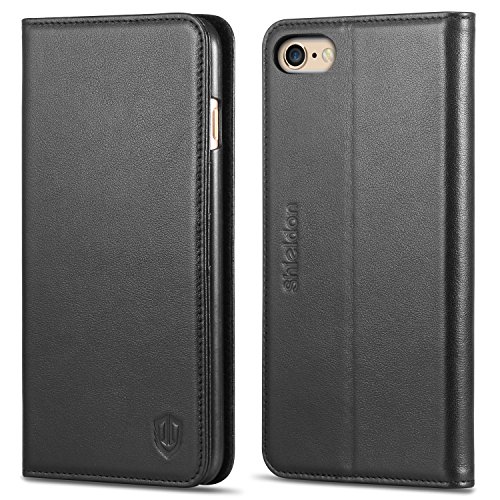 spécifications Etui iPhone 6s Plus, SHIELDON Housse Portefeuille Coque Protection pour iPhone 6 Plus (5.5 pouces), en Cuir Véritable, Fermeture Magnétique, avec Stand et Rangement Cartes, Case Cover - Noir
