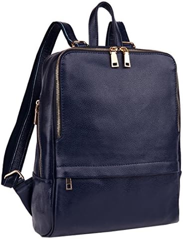 Shengdilu Women's Genuine Leather Purse Satchel Backpack Cowskin Casual Sports Travel Bag Navy