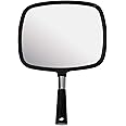 MIRRORVANA Large Hand Mirror with Comfy Handle - Big Handheld Mirror for Barber Shops, Hairdressing, Dental Offices, Home Self Hair Cutting and Make Up Application - 33cm L x 23cm W (Black)