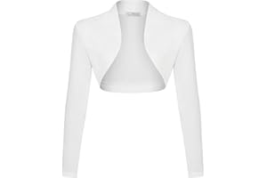 DANAEST Damen Bolero Langarm Festlich Blazer Strickjacke Schulterjacke Cardigan Top (653)