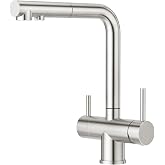 CREA 3-Way Osmosis Kitchen Faucet with Removable Shower, Stainless Steel | Single-lever mixer tap with 2 levers, 360&deg; kitchen