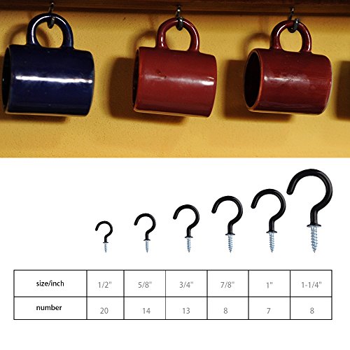 KUUQA Vinyl beschichtet Schraubhaken Cup Haken 70 Stück, 6 Größen - 3