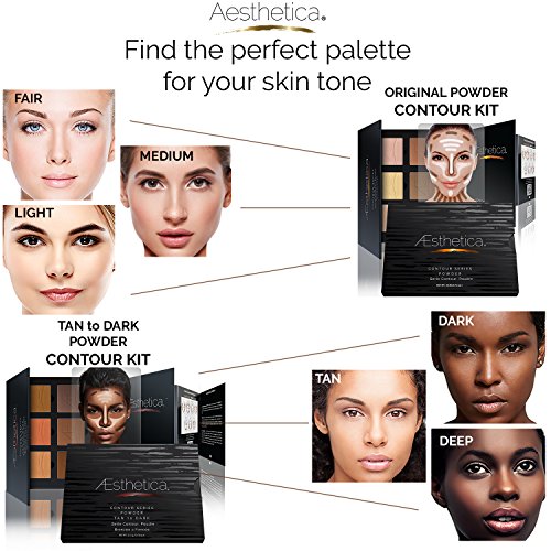 Aesthetica Cosmetics Contour und Highlighting Powder Foundation Palette / Contouring Makeup Kit; leicht zu befolgende Schritt-für-Schritt-Anleitung inklusive - 3