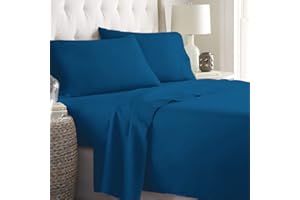 LARA MORADA - Set Completo Lenzuola Matrimoniali, 100% Cotone, Made In Italy, Tinta Unita, Per Letto Matrimoniale 2 Posti, Blu Royal