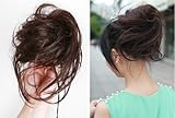 2013 New Charming Wavy Bun With Strip Hairdo Scrunchie Ponytail Hairpiece Hair Extensions (natural black)
