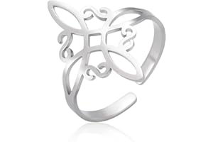 LIKGREAT Anillo de nudo de bruja, anillo ajustable de brujería, nudo celta irlandés, anillo abierto Wiccan pagano, amuleto de protección de buena suerte, joyería para mujeres y niñas