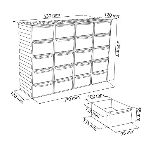 20 Schubladen Regal transparente Schübe Kleinteilemagazin endlos erweiterbar Modulat - 2