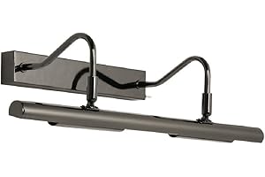 BRITALIA Mirror Black Chrome Vintage Retro Double Arm Picture & Mirror Light | Adjustable Head | 492mm Width | Toggle Switch Operated | 4 x G9 Lamps Required (Not Included)