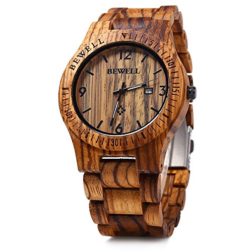 GBlife BEWELL ZS - W086B Holz Armbanduhr Herrenuhr Quarzwerk Datumsanzeige Retro Stil GBlife BEWELL ZS - W086B Holz Armbanduhr Herrenuhr Quarzwerk Datumsanzeige Retro Stil