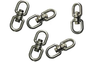 PREAMER 5 Double Ended Swivel Eye Hook Shackle Ring Connector,0.37" by 0.37"